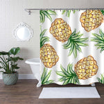 Watercolor Yellow Pineapple with Green Leaf Shower Curtain