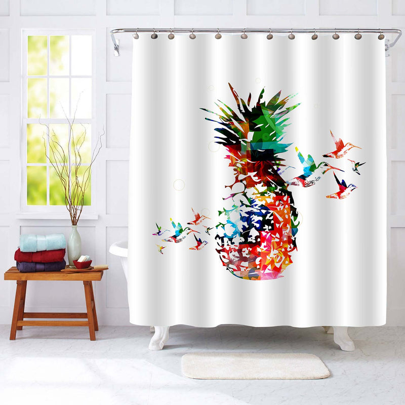 Colorful Pineapple with Hummingbirds Shower Curtain